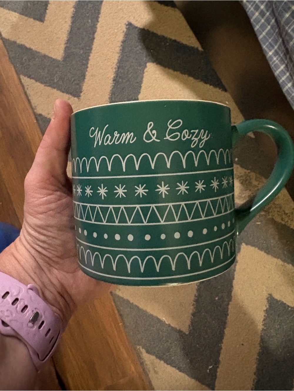 Wondershop Green 'Warm & Cozy' Patterned Ceramic Mug
